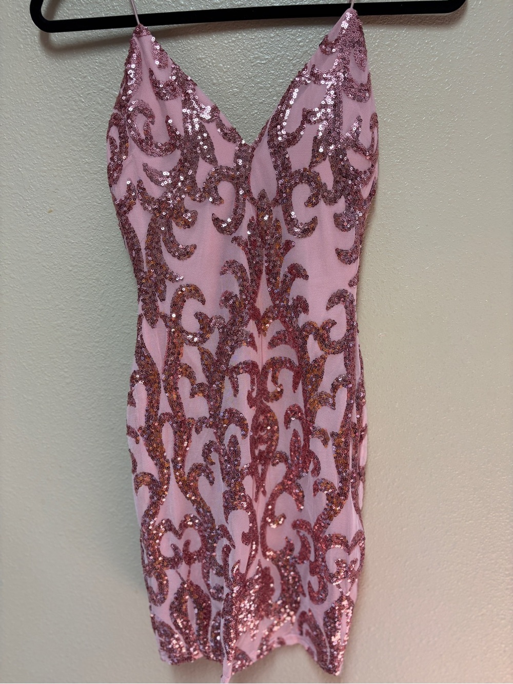Windsor Pink Sequin V-Neck Mini Dress